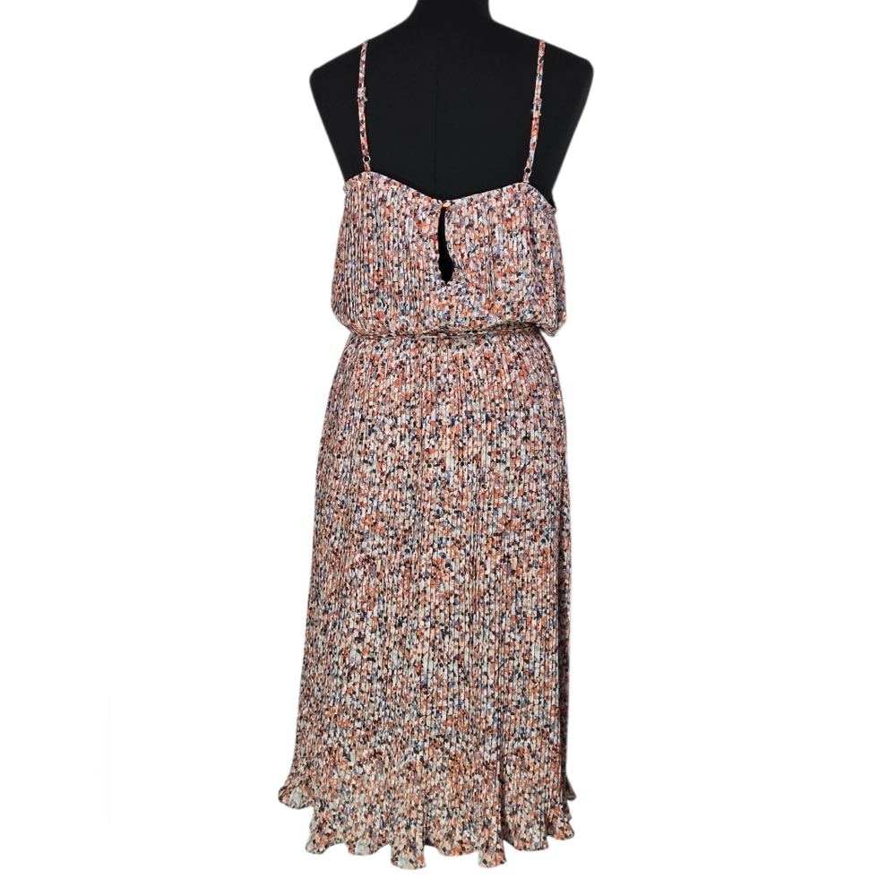 Anthropologie Pinch Pleated Midi Dress Medium Multicolor Elastic Waist - Picture 5 of 13